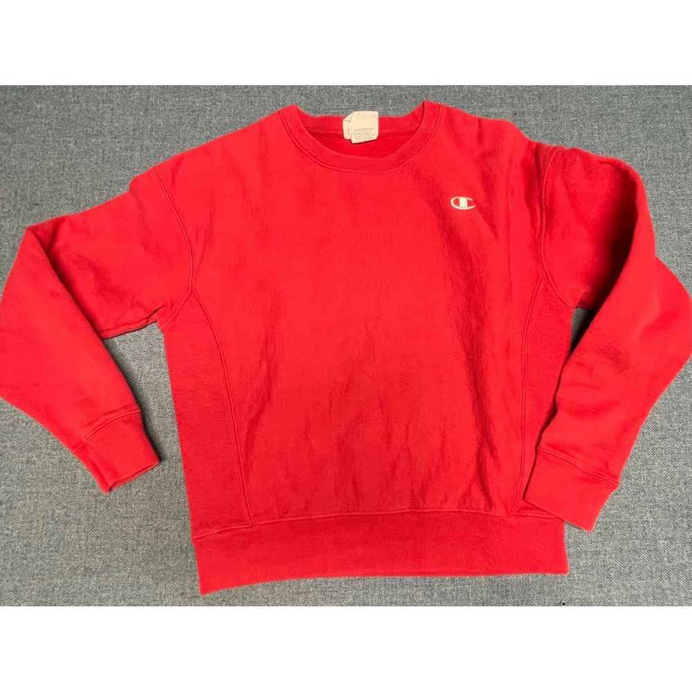Champion Reverse Weave Red Crewneck Sweatshirt Mens Medium Heavyweight Fleece